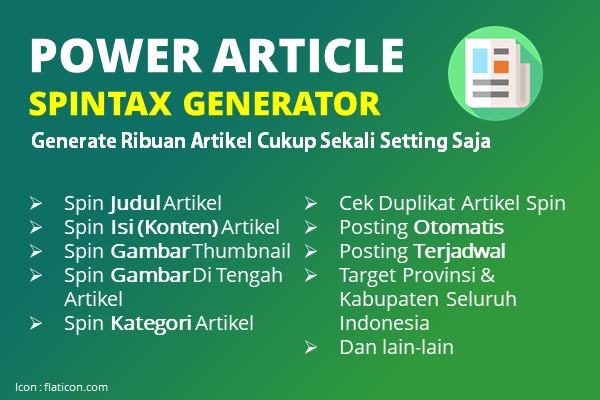 POWER ARTICLE – Spintax Generator Paket PERSONAL